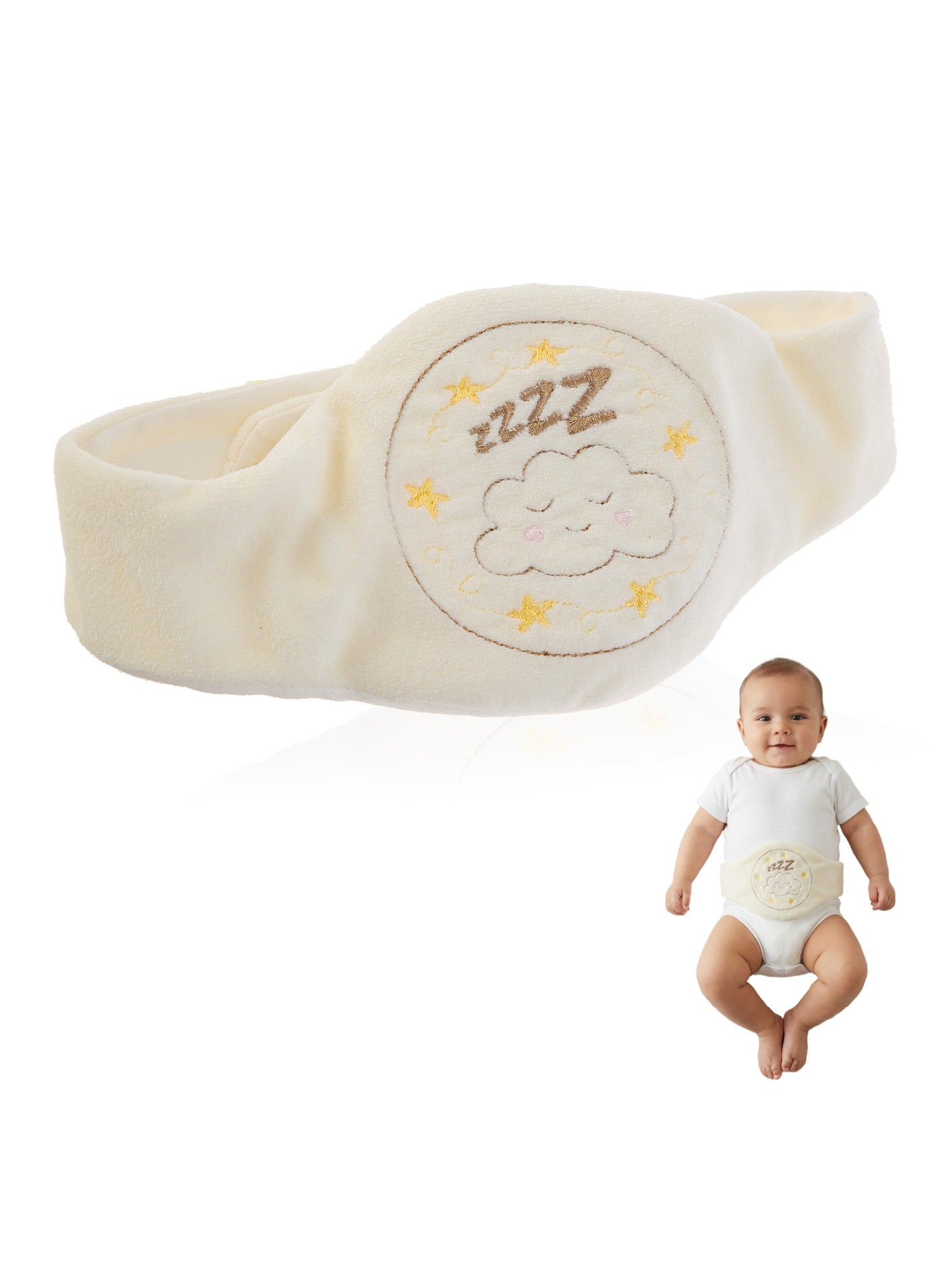 Cherry Core Belt for Babies 0 Months+ | Natural Material, Gas Pains Relief, Washable Cover, OEKO-TEX Standard 100 | Newborn Baby Gift, Sleep Wellbeing, Gentle Pressure White